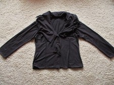 BORIS ausgefallene Jersey Jacke+Ringel+Schwarz/Grau+toller Kragen+Top+ca. L/XL?