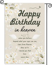 Happy Birthday in Heaven Banner Funeral Memorial Flags Cemetery Funeral Sign ...
