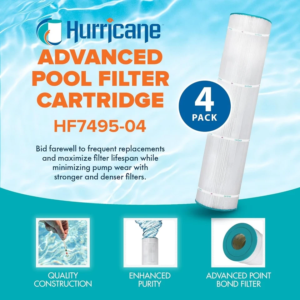 Hurricane 4 Pack HF7495-04 Advanced Pool Filter Cartridge C5000, SwimClear C5020 - Image 4 of 4