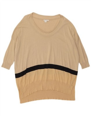 Marella Damen Pullover Pulli 3/4-Ärmel U-Boot-Ausschnitt UK 14 Medium beige AL03