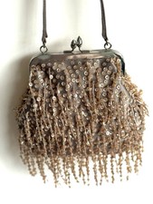 Vintage Beaded & Sequin Fringe Small Evening Bag Clutch Nine West