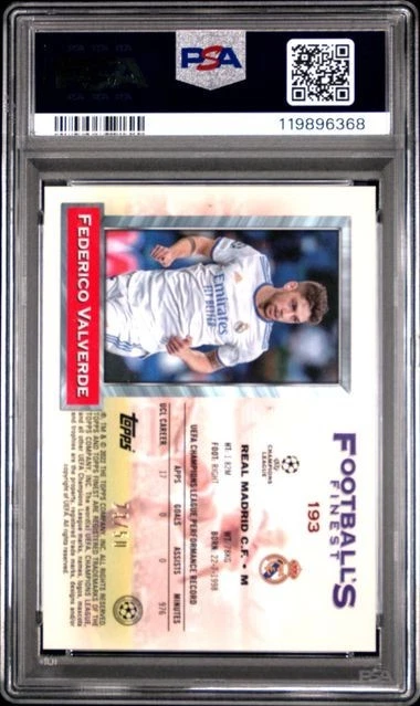 2021 Finest Flashback UCL Federico Valverde PSA 10 GEM #'d/50 GOLD REFRACTOR SSP - Image 2 of 2