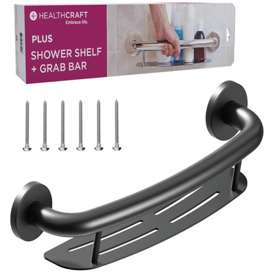 Healthcraft Plus 2-In-1 Shampoo Shelf And Grab Bar 19.5 Inch Ada Compliant