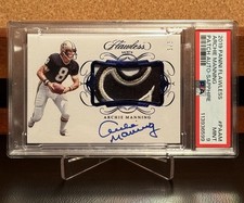 2019 Flawless Archie Manning Sapphire Patch Auto /5 PSA 9 Player Worn Saints HOF