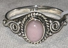 Light Pink Opal Ring 925 Sterling Silver Size 10 Cabochon Open Back, New,Ornate