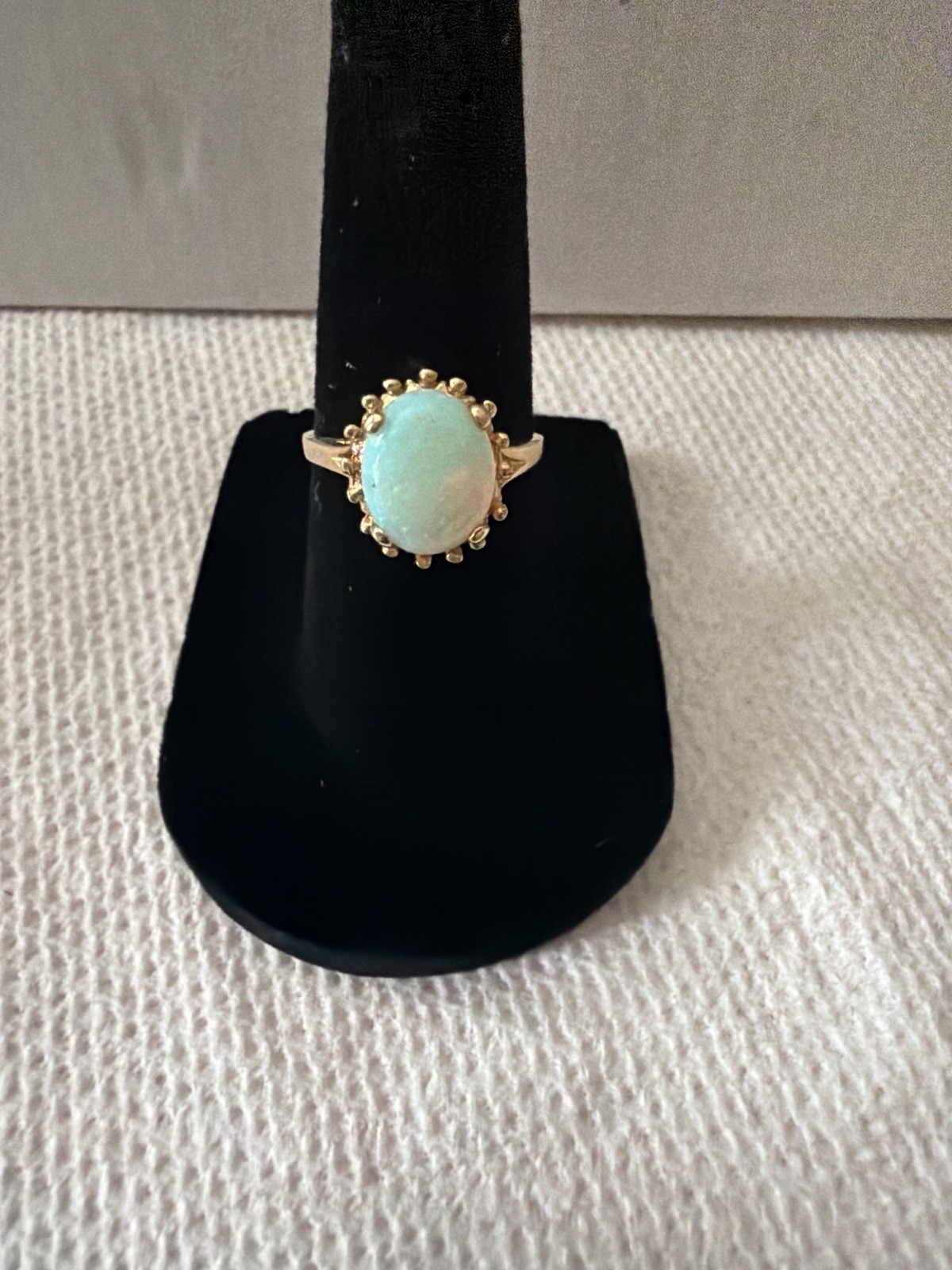 Antique Solid Gold Opal Ring Victorian Cathedral … - image 1
