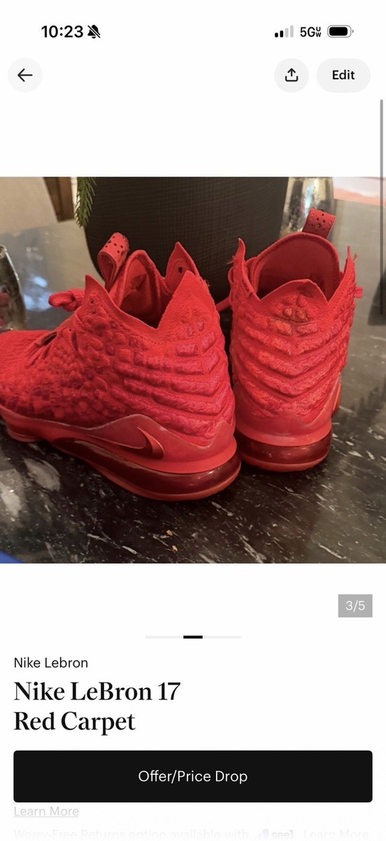 Nike LeBron 17 Red Carpet High Top Red Lace Up Basketball Shoes
