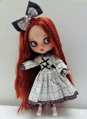 Neo Blythe Doll Red Hair Custom Matte Face 4 Color Changing Eyes OOAK BJD Toys