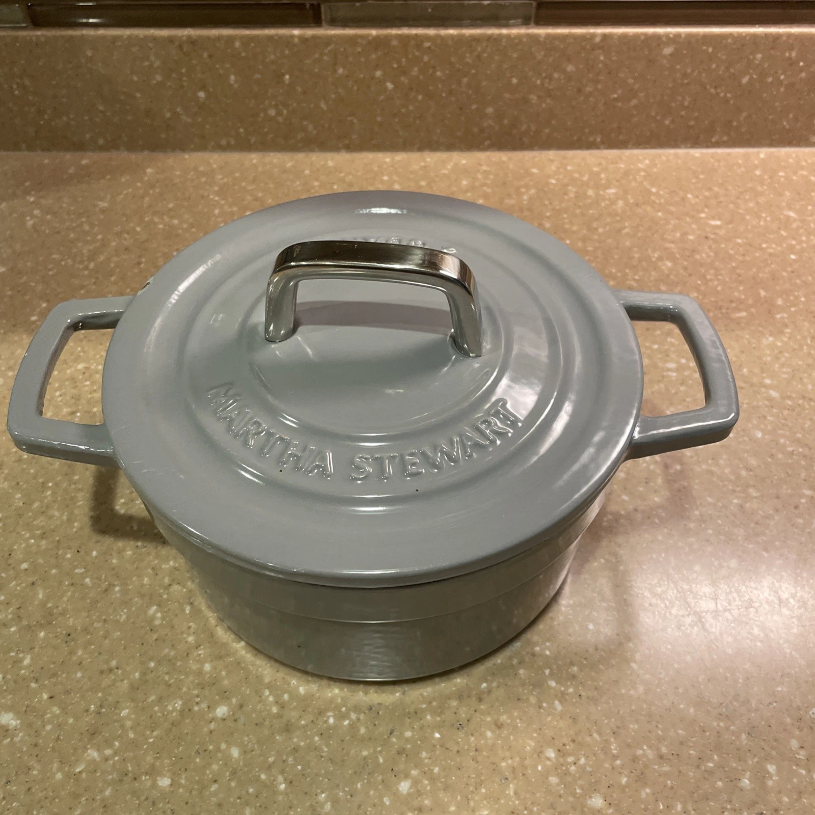 Martha Stewart 2 Qt Enameled Cast Iron Dutch Oven Gray