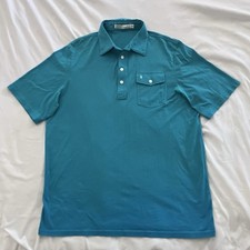 Criquet Players Polo Shirt Mens Large Teal Pima Cotton Pocket Golf Preppy