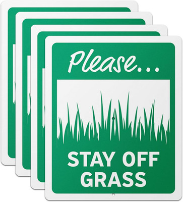 4 Pack of 10x12 Aluminum 'Please Stay Off Grass' Yard Signs for Properties