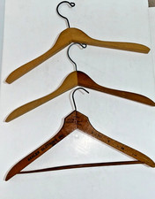 Lot of 3 Vintage Wooden Hangers Each Unique, Saxler Clothing Co, 2-Tones of Wood