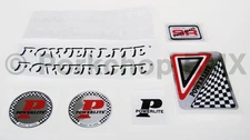 1978-83 Powerlite  old school BMX bicycle decal SET - BLACK SHADOW FRAME / WHITE