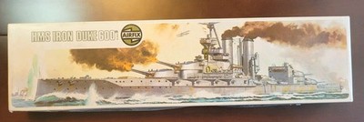 VIntage Airfix 1/600 scale model kit of the HMS Iron Duke battleship 1970s