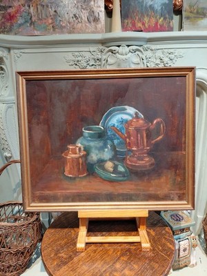 Ein bezauberndes Vintage Gemälde auf Karton Stillleben gerahmt 54 cm x 44 cm