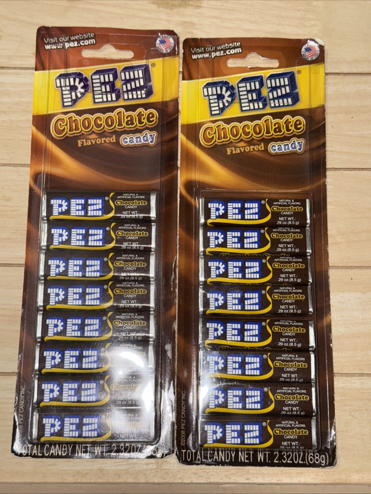 2 raros 2008 retirados con sabor a chocolate PEZ CARAMELOS 8 mini paquetes cada uno 16 en total