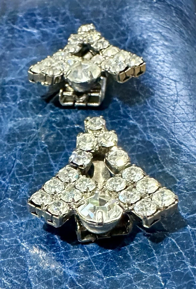 Pinzas para zapatos vintage pequeñas de diamantes de imitación marcadas S.G. DOR PAT PEND retro Art Nouveau Foto 4 de 4