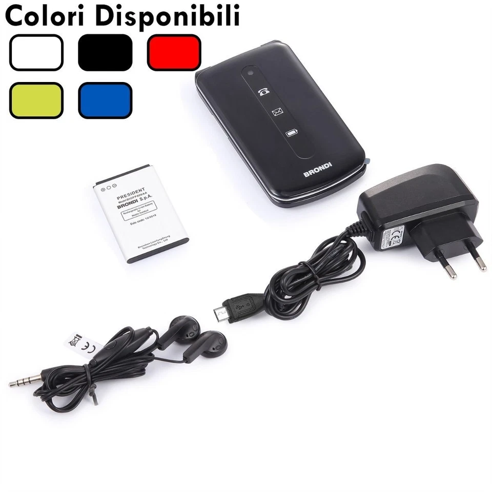 Telefonino Brondi President NERO Flip Attivo + Auricolari con microfono - Immagine 4 di 4