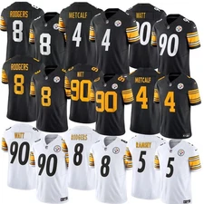 2025 Men's Steelers #8 Aaron Rodgers T.J. Watt #90 Player Stitched Jersey
