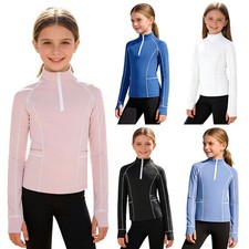 US Girls Horse Riding Shirt Pullover  Zip-Up Sweatshirt Sports Tops with Pockets