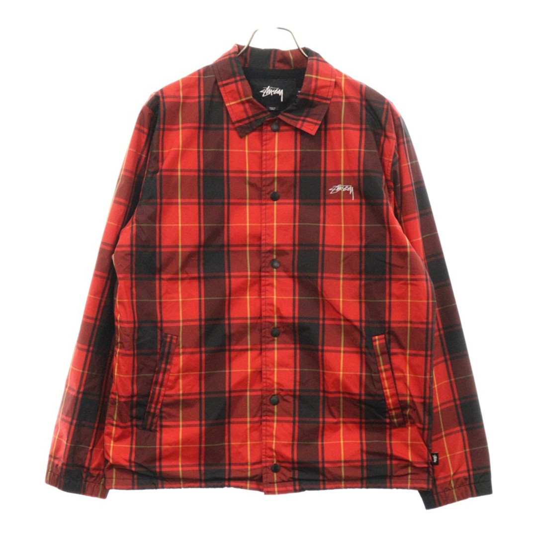 STUSSY Classic Coach Jacket Check Red Used STUSSY Classic Coach Jacket Check Red Used