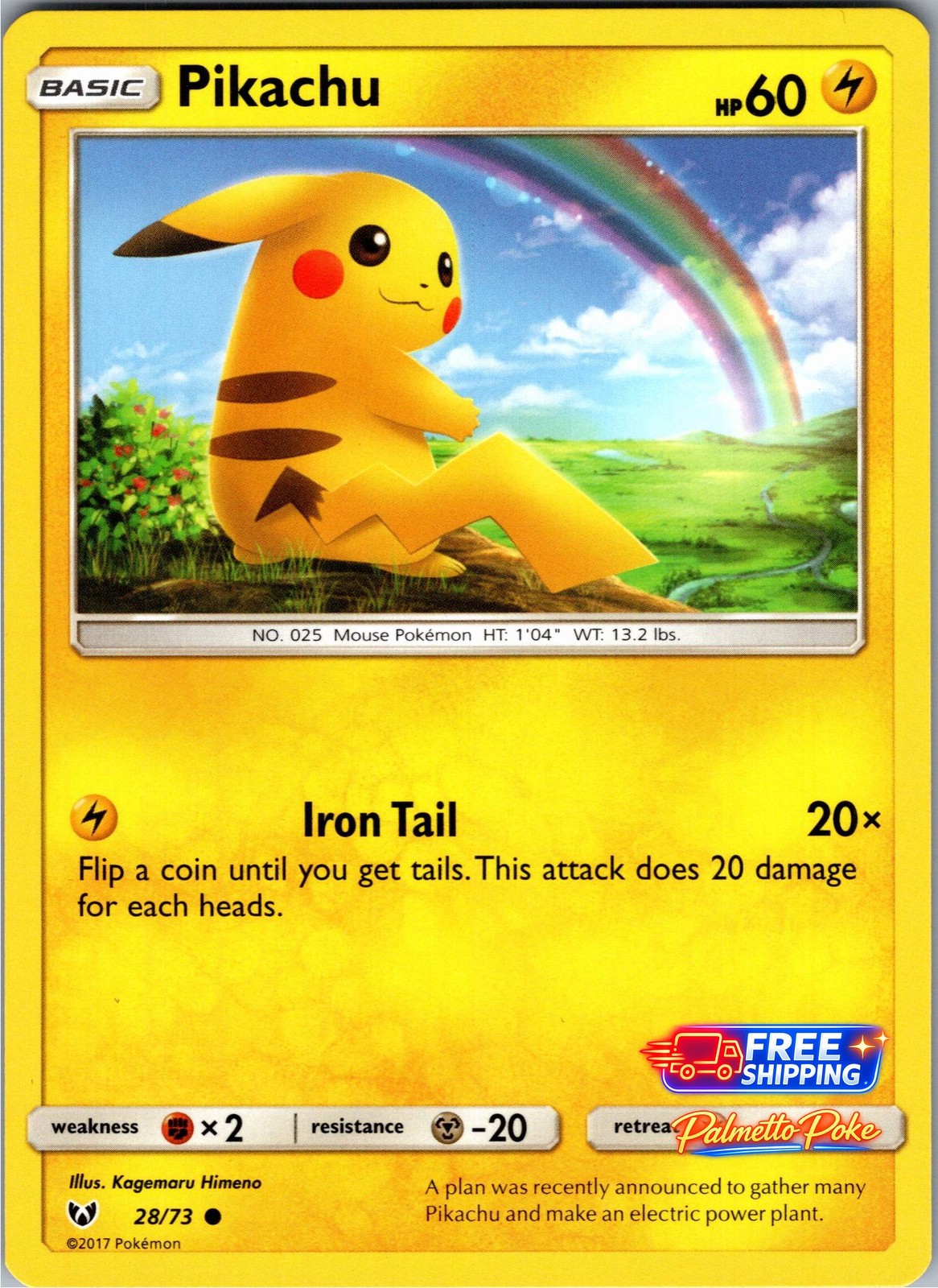 Pikachu 28/73 Common Shining Legends Pokemon NM/LP