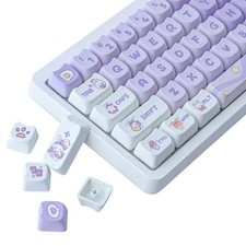 PBT Keycaps 142 Keys Purple Dream Bunny Keycap Dye-Sublimation Cute Keycap Ma...