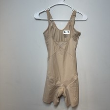 Miraclesuit Instant Tummy Tuck Open Bust Mid-Thigh Bodysuit Sz L Beige 2412