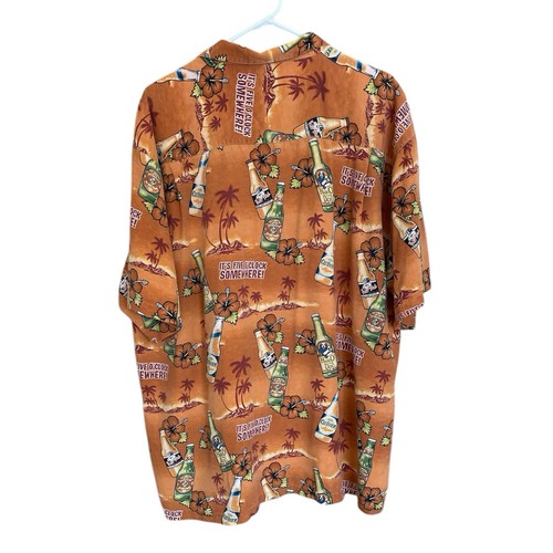 Big Dogs Resort Wear 100% Silk Button Up Shirt All Over Print Mens XL Beer Beach - Picture 4 of 10