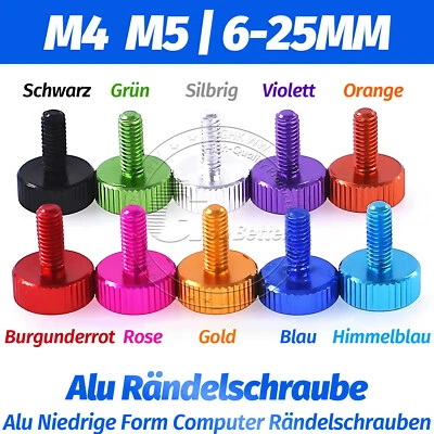 Rändelschraube M4 M5 M6 Aluminium Niedrige Form Computer Rändelschrauben - Bild 1 von 4
