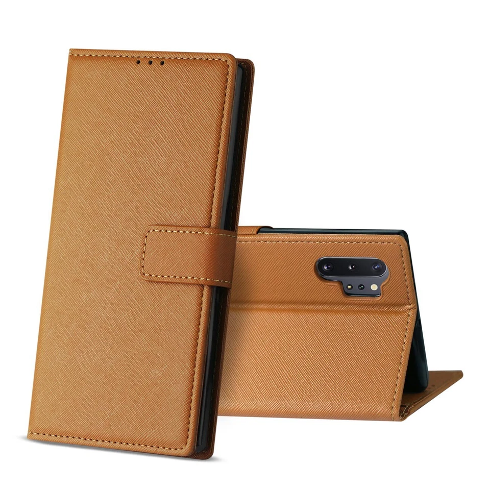 For Samsung Galaxy Note 10+ Plus Wallet Case w/ Card Pocket Holder & Stand Brown - Image 4 of 4