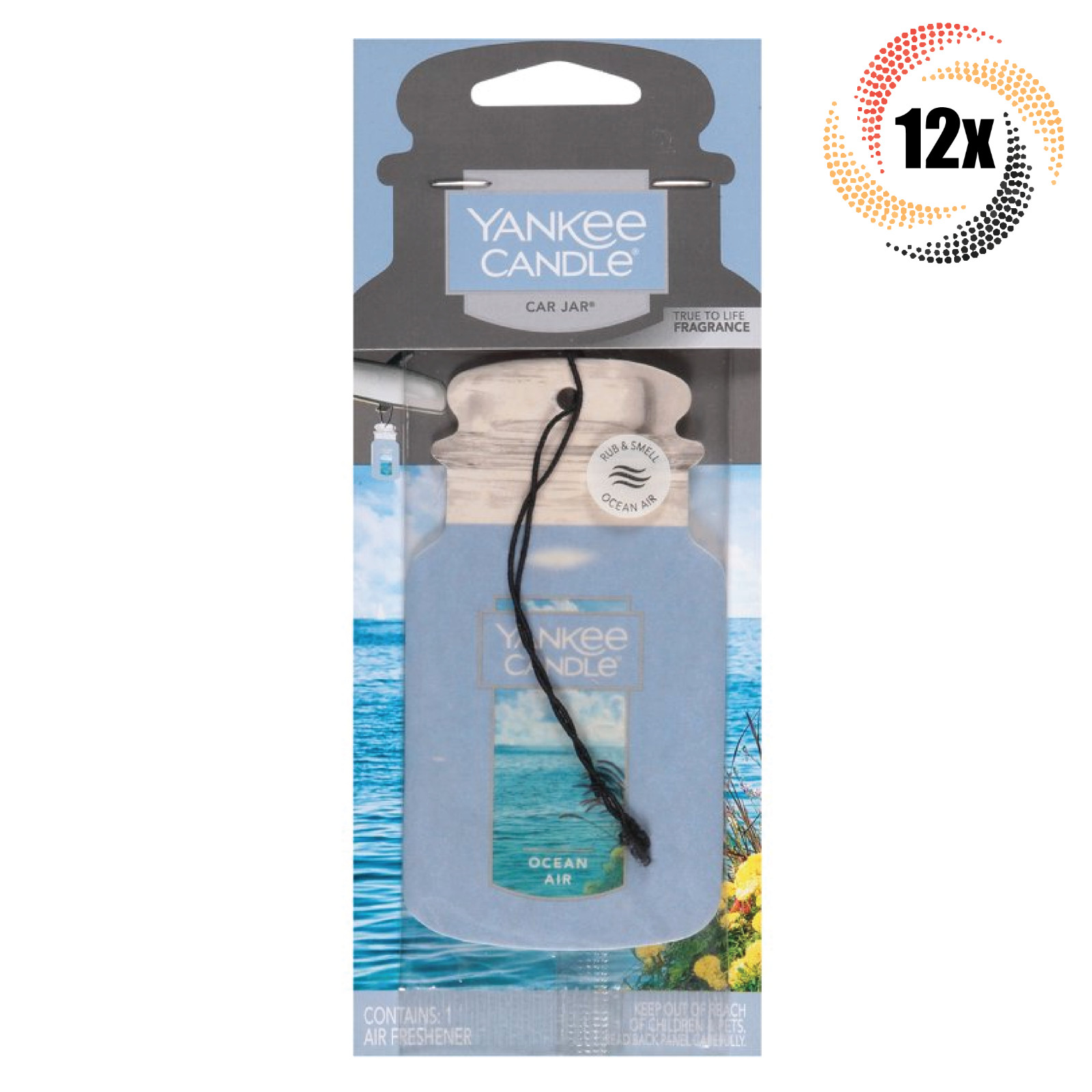 12 упаковок автомобильного подвесного освежителя воздуха Yankee Candle Jar с ароматом океанского воздуха