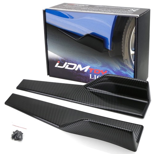iJDMTOY Left/Right Black Carbon Fiber PP Universal Rear Side Skirt Winglets 