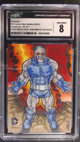 Cryptozoic DC Artist Sketch Card 1/1 - Darkseid - Adam / Bekah Cleveland - CGC 8