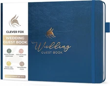 CLEVER FOX WEDDING GUEST BOOK - LARGE FORMAT 10"X7"- NEW WITH TAGS -Blue