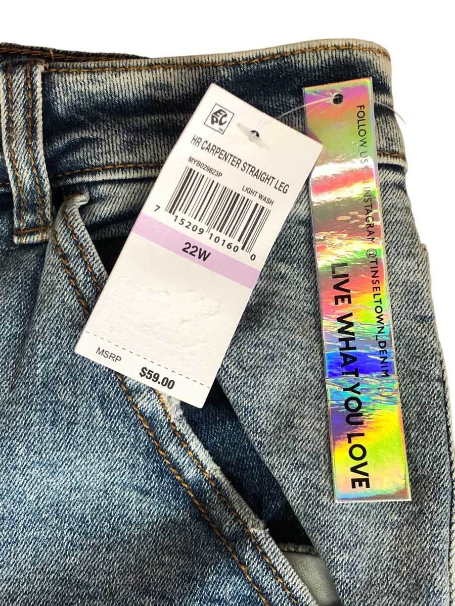 MSRP $59, Tinseltown Trendy Plus Size Carpenter Straight-Leg Jeans