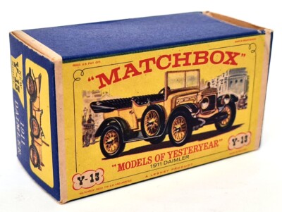 (1553)マッチボックス Y-13 1911 ダイムラー Matchbox Y-13 1911 Daimler Yellow + Box Vintage Diecast