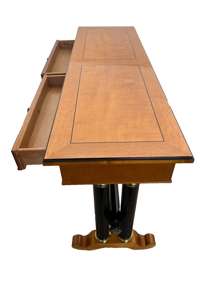 Sofá mesa consola Thomasville Biedermeier vintage raro dos cajones patas de columna Foto 4 de 4