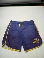 Corona Swim Trunks Mens Large Navy/Yellow Drawstring Board Short Pockets