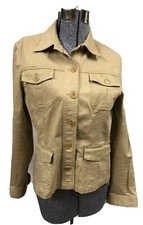 Jones New York Sport Stretch Women's Khaki Lightweight Jacket Button Front Sz M