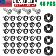 40pcs Black Billet Aluminum Fender Bumper Washer Bolt Engine Bay Dress Up Kit