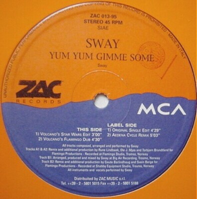 Sway Yum Yum Gimme Some Vinyl Single 12inch ZAC Records