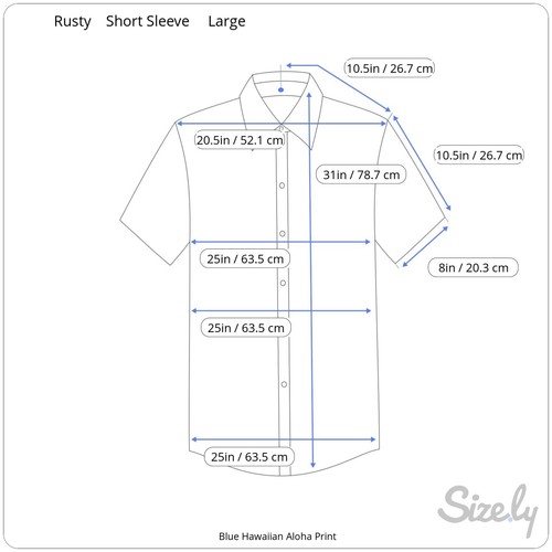 Vintage Rusty Men's L Hawaiian Surf Shirt Short Sleeve Polyester Blue Tropical - Picture 8 of 8