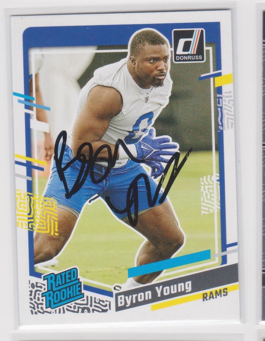 BYRON YOUNG LOS ANGELES RAMS TENNESSEE UNIVERSITY AUTOGRAPHED CARD THRU ...