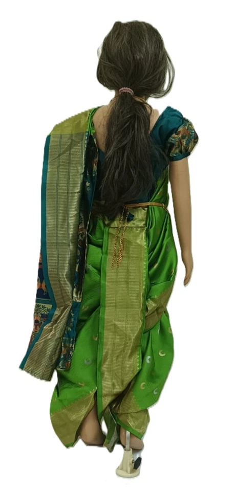 Festival de sari/sari para niñas indias, boda cultural listo para usar verde loro Foto 2 de 4