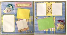 OOAK Premade Scrapbook Pages 2 12x12 HAPPY EASTER Handmade Layout