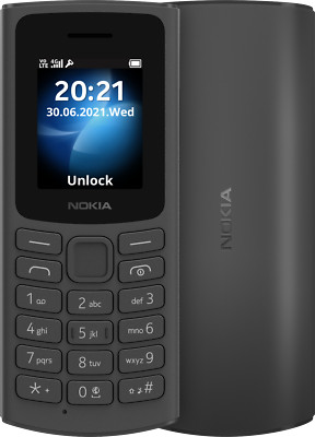Nokia 105 4G, 1,8 Zoll S30+ Funktionstelefon mit 4G Konnektivität Dual Sim - Schwarz