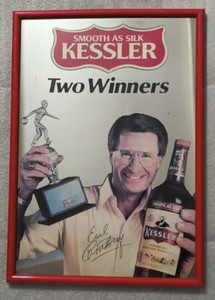 Vintage Rare Kessler Whisky Earl Anthony Bowler 21"x15" Man Cave Mirror Bar Sign