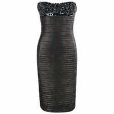VERSACE Atelier A/W 2005 Black Leather Beaded Sequin Strapless Corset Dress 