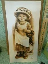 Den-416  Dianne DENGEL PRINT from original "EGG COLLECTOR"  24.5" X 11.5"